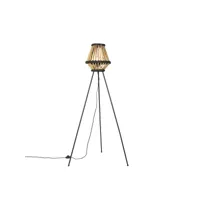 lampadaire oriental tripode bambou et noir - evalin