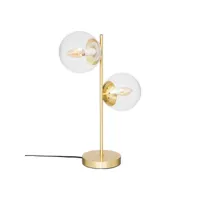 lampe à poser 2 globes en verre et métal doré h 48 cm - atmosphera